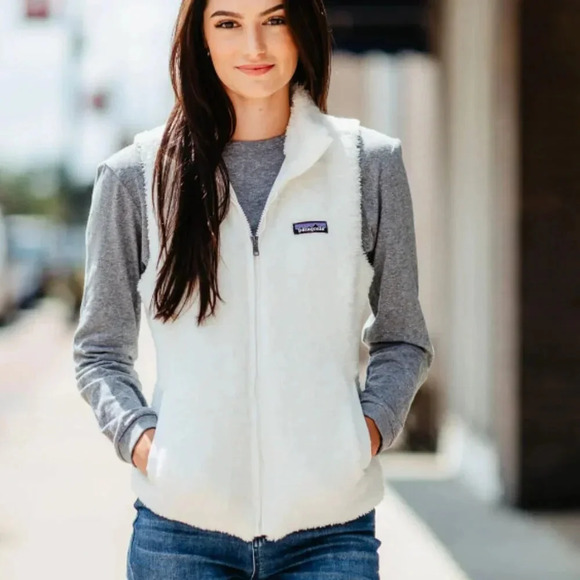 Patagonia Los Gatos Fleece Vest White Sherpa Medium - Picture 1 of 8